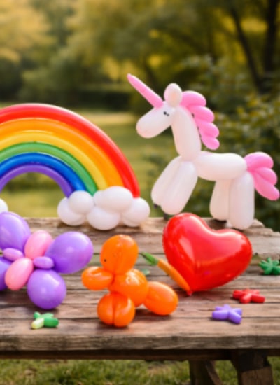 Bunte Luftballon-Tiere im Park